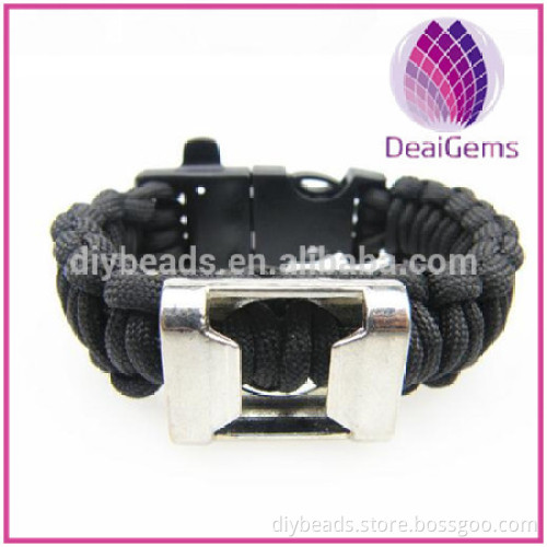 High quality paracord bracelet with whistle, Flint and alloy bottle opener